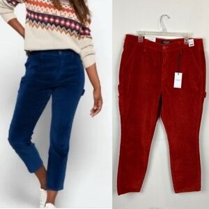 NWT Judy Blue Corduroy High Rise Slim Fit Cargo Pants Red Women’s Size 31